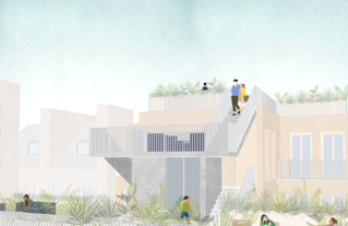 Réduction de la chaleur grâce à la nature,  projet de réhabilitation d’un parking en 16 logements modernes (Paris 10ᵉ)